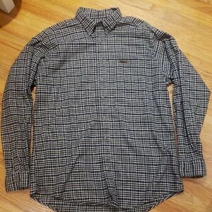 Woolrich Men's Black and White Checkered Flannel Shirt